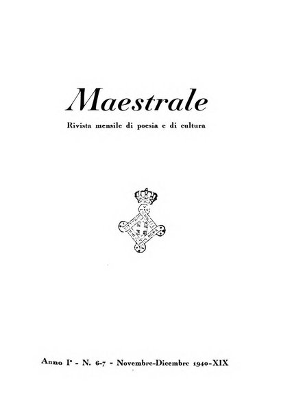 Maestrale rivista mensile di poesia e di cultura