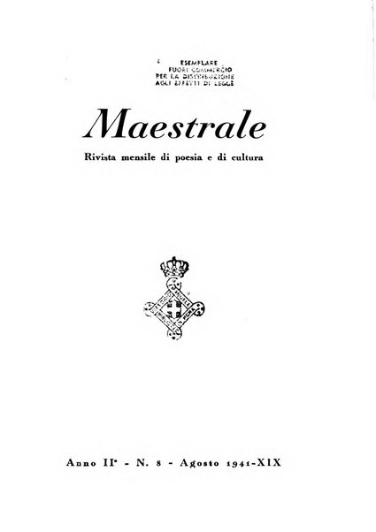 Maestrale rivista mensile di poesia e di cultura