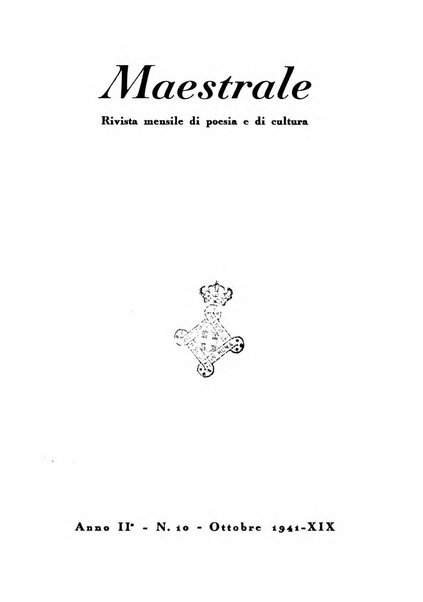 Maestrale rivista mensile di poesia e di cultura