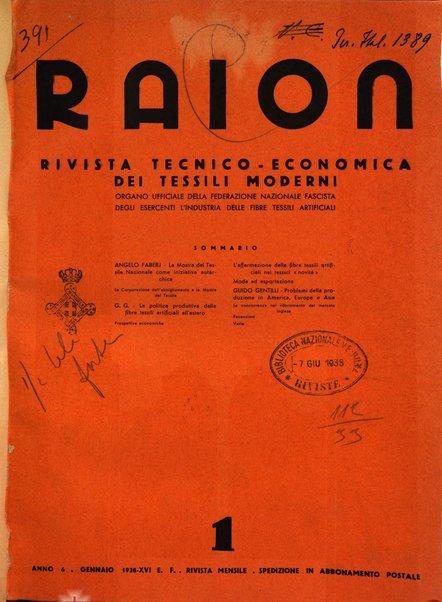 Raion rivista tecnico economica dei tessili moderni