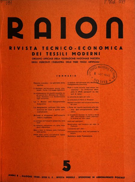 Raion rivista tecnico economica dei tessili moderni