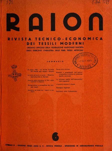 Raion rivista tecnico economica dei tessili moderni