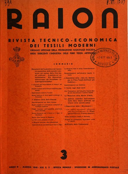 Raion rivista tecnico economica dei tessili moderni