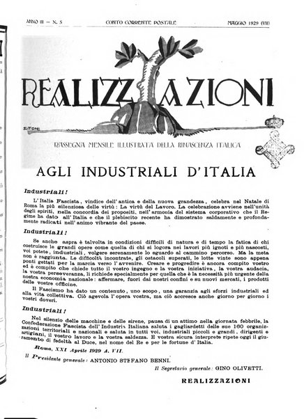 Realizzazioni rivista mensile illustrata della Rinascenza italica