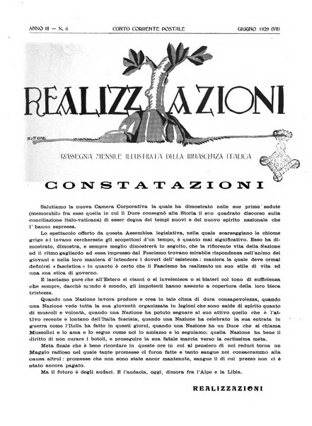 Realizzazioni rivista mensile illustrata della Rinascenza italica