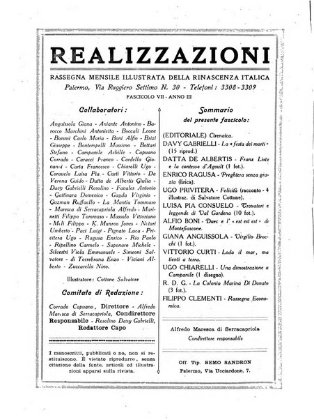 Realizzazioni rivista mensile illustrata della Rinascenza italica