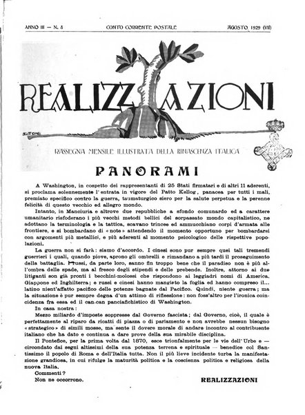 Realizzazioni rivista mensile illustrata della Rinascenza italica