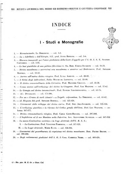 Rivista giuridica del Medio ed estremo Oriente e giustizia coloniale rivista critica di dottrina, giurisprudenza e legislazione