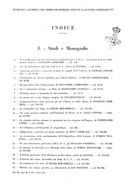 Rivista giuridica del Medio ed estremo Oriente e giustizia coloniale rivista critica di dottrina, giurisprudenza e legislazione