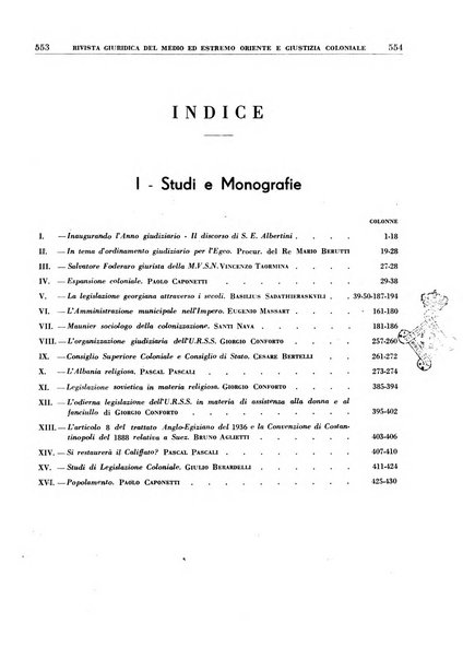 Rivista giuridica del Medio ed estremo Oriente e giustizia coloniale rivista critica di dottrina, giurisprudenza e legislazione