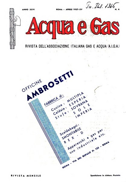 Acqua e gas giornale della Federazione nazionale fascista industrie del gas e degli acquedotti