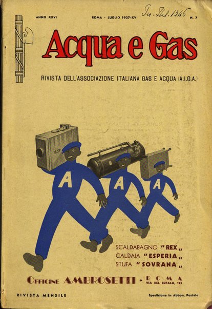 Acqua e gas giornale della Federazione nazionale fascista industrie del gas e degli acquedotti