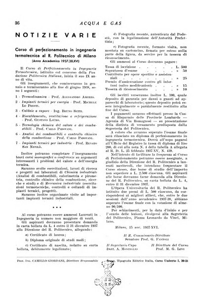 Acqua e gas giornale della Federazione nazionale fascista industrie del gas e degli acquedotti