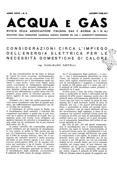 Acqua e gas giornale della Federazione nazionale fascista industrie del gas e degli acquedotti