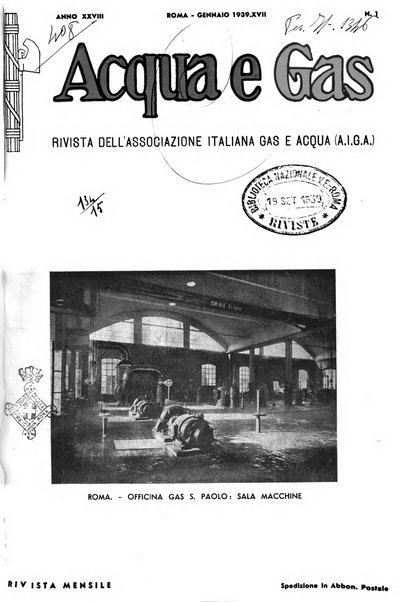 Acqua e gas giornale della Federazione nazionale fascista industrie del gas e degli acquedotti