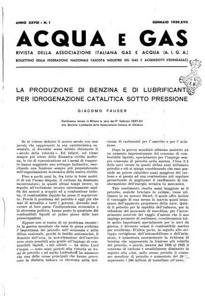 Acqua e gas giornale della Federazione nazionale fascista industrie del gas e degli acquedotti