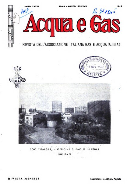 Acqua e gas giornale della Federazione nazionale fascista industrie del gas e degli acquedotti