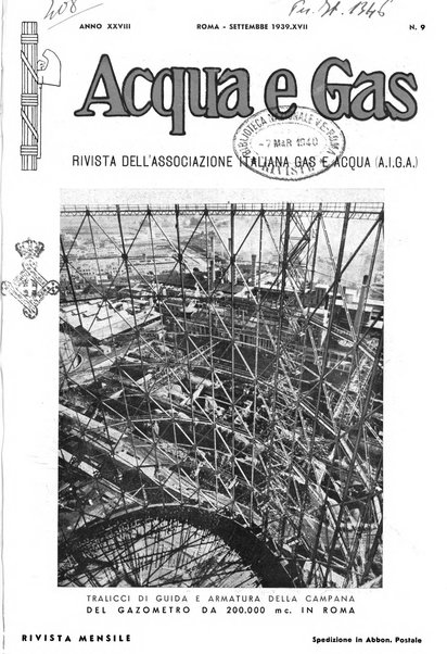 Acqua e gas giornale della Federazione nazionale fascista industrie del gas e degli acquedotti