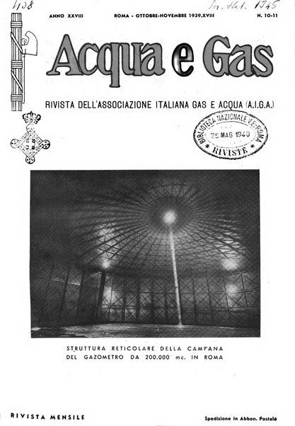 Acqua e gas giornale della Federazione nazionale fascista industrie del gas e degli acquedotti