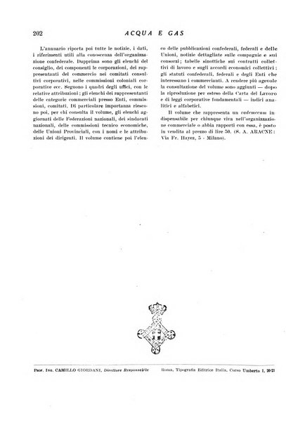 Acqua e gas giornale della Federazione nazionale fascista industrie del gas e degli acquedotti