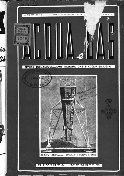 Acqua e gas giornale della Federazione nazionale fascista industrie del gas e degli acquedotti