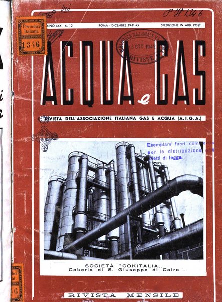 Acqua e gas giornale della Federazione nazionale fascista industrie del gas e degli acquedotti