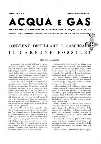 Acqua e gas giornale della Federazione nazionale fascista industrie del gas e degli acquedotti