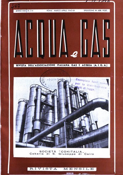 Acqua e gas giornale della Federazione nazionale fascista industrie del gas e degli acquedotti