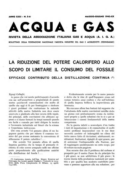 Acqua e gas giornale della Federazione nazionale fascista industrie del gas e degli acquedotti