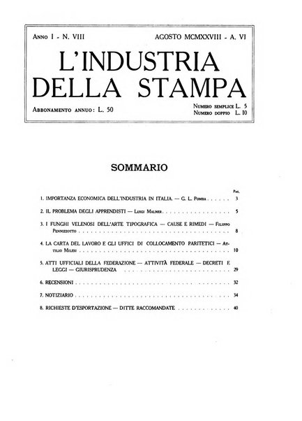 L'industria della stampa [organo ufficiale della Federazione nazionale fascista dell'industria grafica e affini]