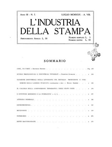 L'industria della stampa [organo ufficiale della Federazione nazionale fascista dell'industria grafica e affini]