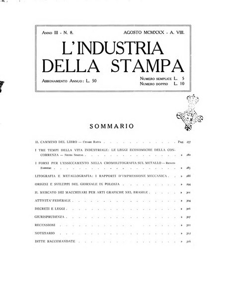 L'industria della stampa [organo ufficiale della Federazione nazionale fascista dell'industria grafica e affini]