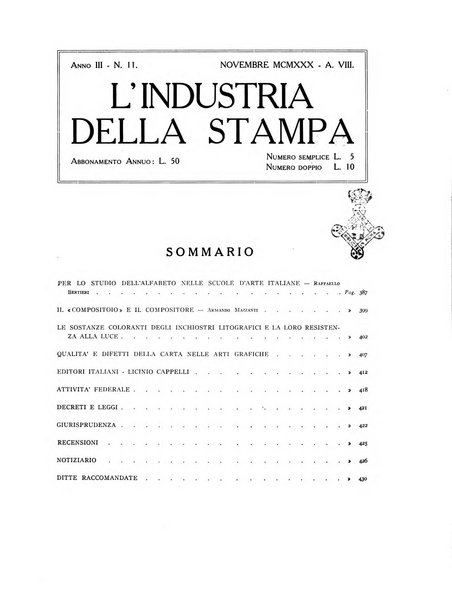 L'industria della stampa [organo ufficiale della Federazione nazionale fascista dell'industria grafica e affini]