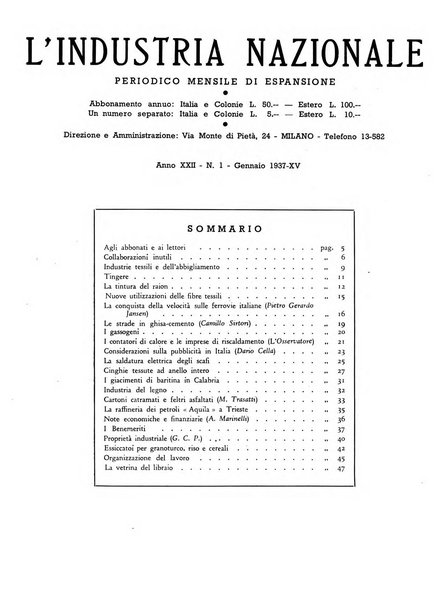 L'industria nazionale rivista mensile dell'autarchia