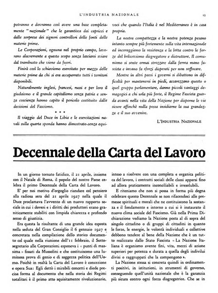 L'industria nazionale rivista mensile dell'autarchia