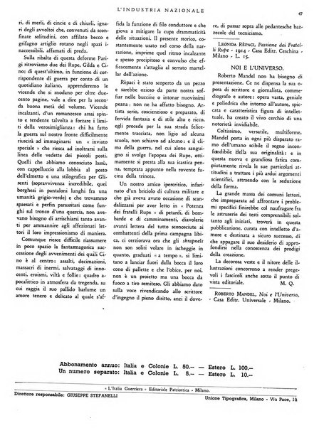 L'industria nazionale rivista mensile dell'autarchia