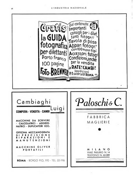 L'industria nazionale rivista mensile dell'autarchia