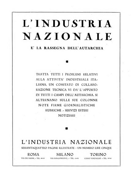 L'industria nazionale rivista mensile dell'autarchia