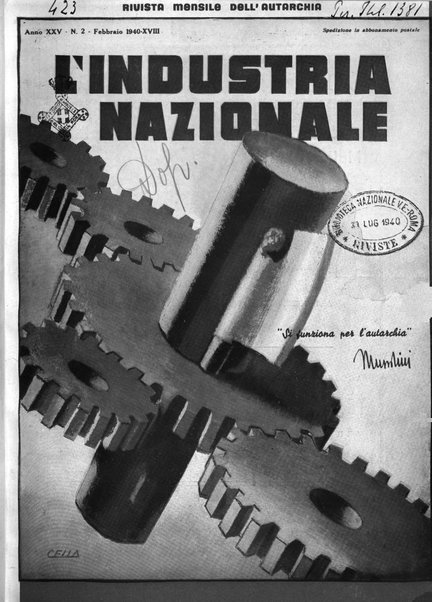 L'industria nazionale rivista mensile dell'autarchia