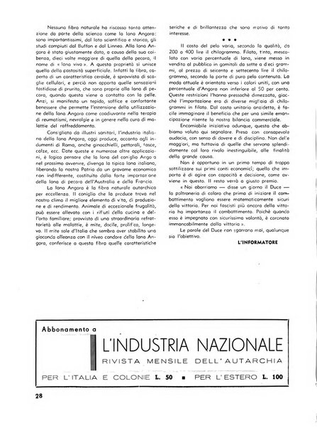 L'industria nazionale rivista mensile dell'autarchia