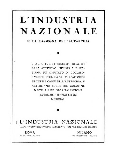 L'industria nazionale rivista mensile dell'autarchia