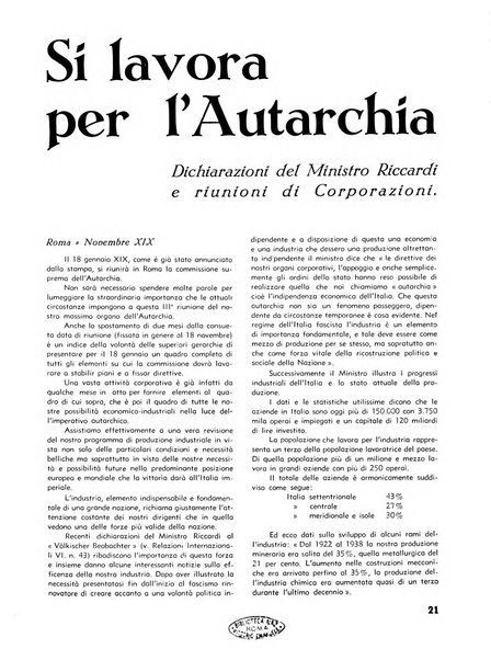 L'industria nazionale rivista mensile dell'autarchia