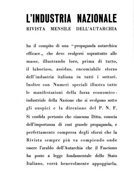 L'industria nazionale rivista mensile dell'autarchia