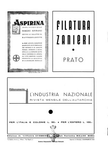 L'industria nazionale rivista mensile dell'autarchia