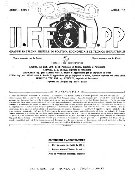 Rivista delle industrie ferroviarie e dei lavori pubblici grande rassegna di politica economica e di tecnica industriale