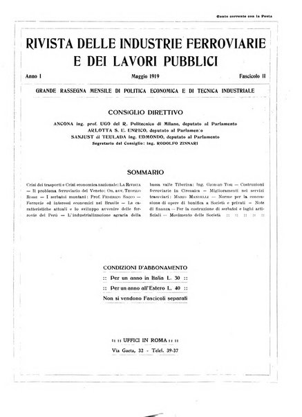 Rivista delle industrie ferroviarie e dei lavori pubblici grande rassegna di politica economica e di tecnica industriale