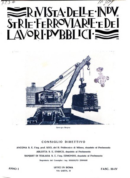 Rivista delle industrie ferroviarie e dei lavori pubblici grande rassegna di politica economica e di tecnica industriale