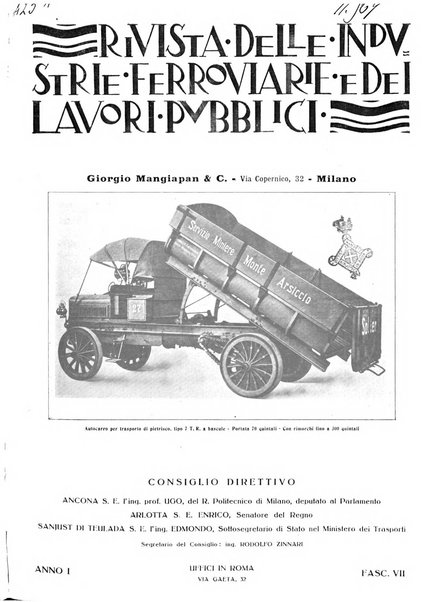 Rivista delle industrie ferroviarie e dei lavori pubblici grande rassegna di politica economica e di tecnica industriale