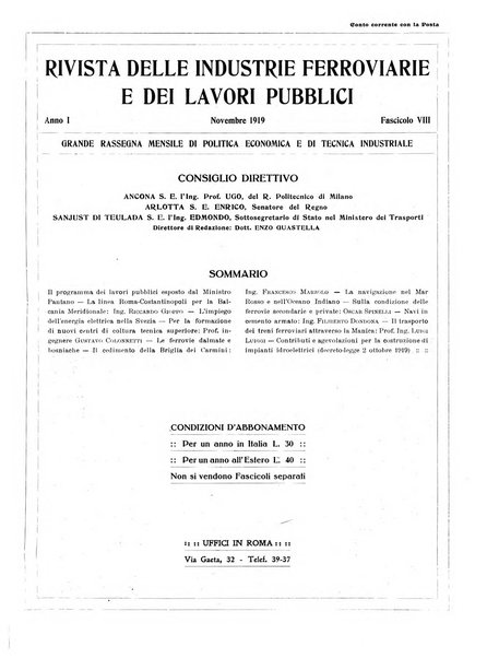 Rivista delle industrie ferroviarie e dei lavori pubblici grande rassegna di politica economica e di tecnica industriale