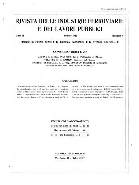 Rivista delle industrie ferroviarie e dei lavori pubblici grande rassegna di politica economica e di tecnica industriale